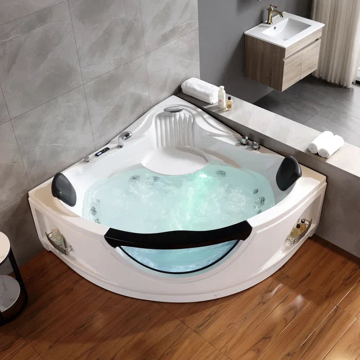 Empava 59 in. Hydrotherapy Corner Whirlpool Bathtub with LED Lights | EMPV-59JT319LED