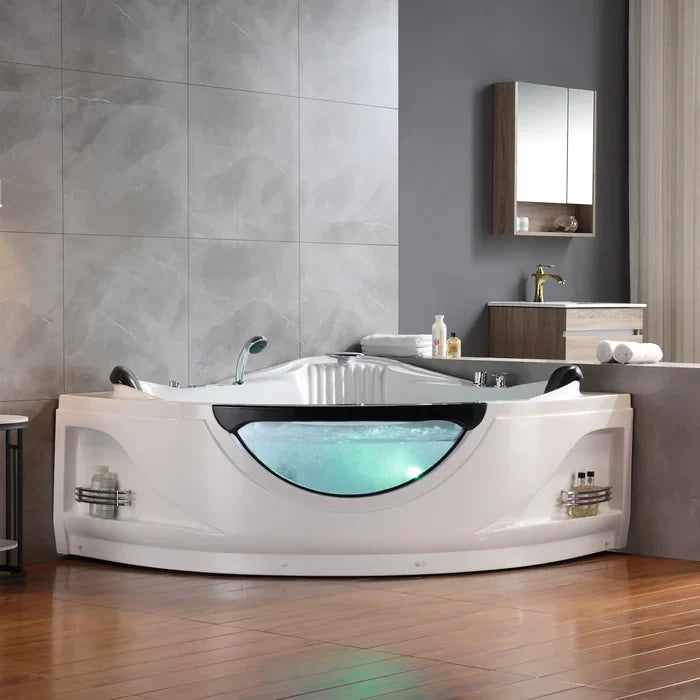 Empava 59 in. Hydrotherapy Corner Whirlpool Bathtub with LED Lights | EMPV-59JT319LED