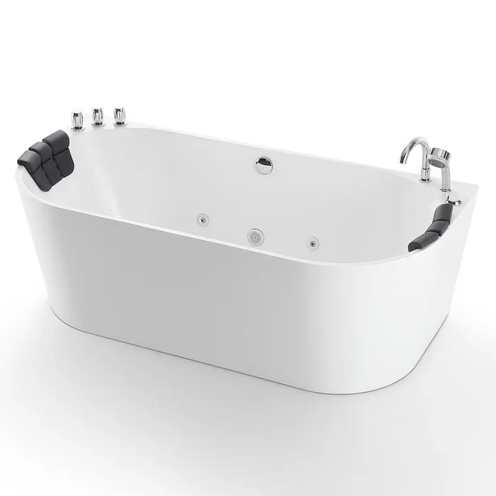 Empava 71 in. Freestanding Oval Whirlpool Alcove Bathtub | EMPV-71AIS08