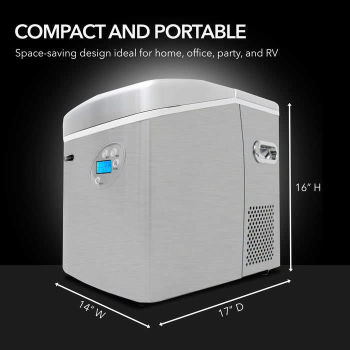 Whynter Portable Ice Maker with 49lb Capacity Stainless Steel with Water Connection | IMC-491DC