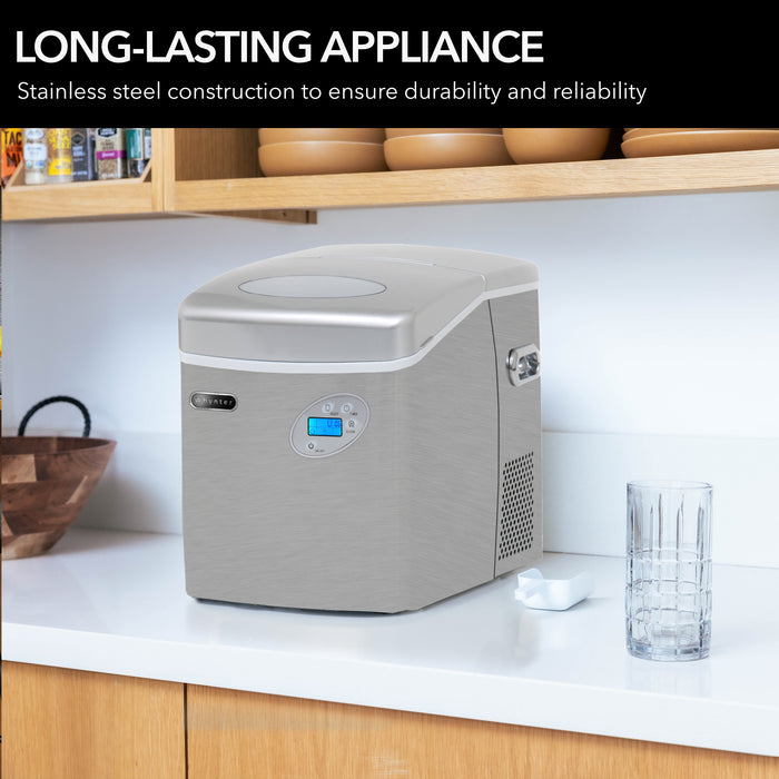 Whynter Portable Ice Maker with 49lb Capacity Stainless Steel with Water Connection | IMC-491DC