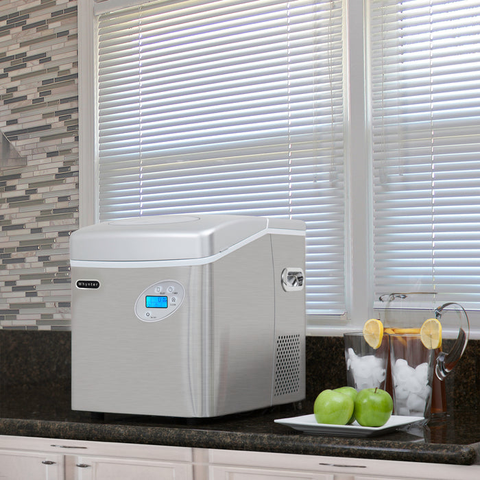 Whynter Portable Ice Maker with 49lb Capacity Stainless Steel with Water Connection | IMC-491DC