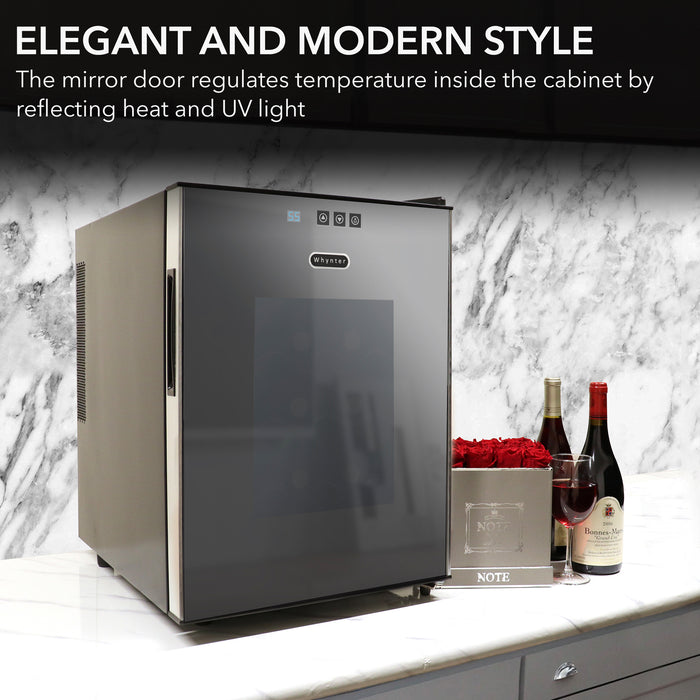 Whynter WC-201TD/WC-201TDa 20 Bottle Freestanding Thermoelectric Wine Cooler with Mirror Glass Door