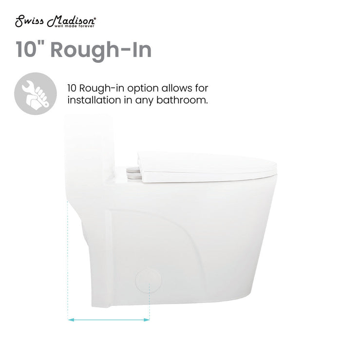 Swiss Madison St. Tropez One Piece Elongated Toilet Dual Vortex Flush 1.1/1.6 gpf with 10" Rough In | SM-1T274