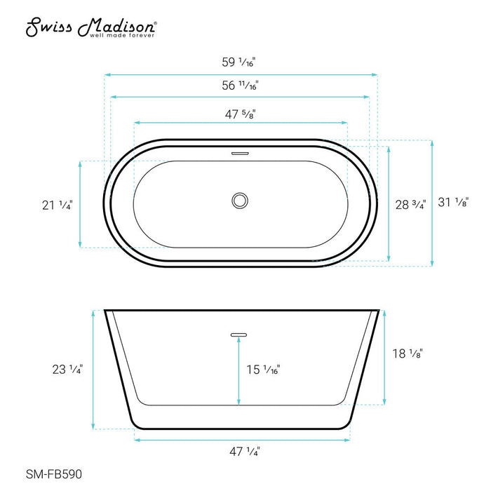 Swiss Madison Claire 60" Freestanding Bathtub | SM-FB590