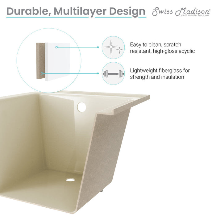 Swiss Madison Voltaire 48" x 32" Left-Hand Drain Alcove Bathtub in Bisque | SM-DB561BQ