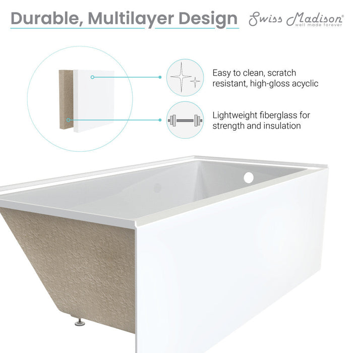 Swiss Madison Voltaire 60" x 32" Right-Hand Drain Alcove Bathtub with Apron | SM-AB594