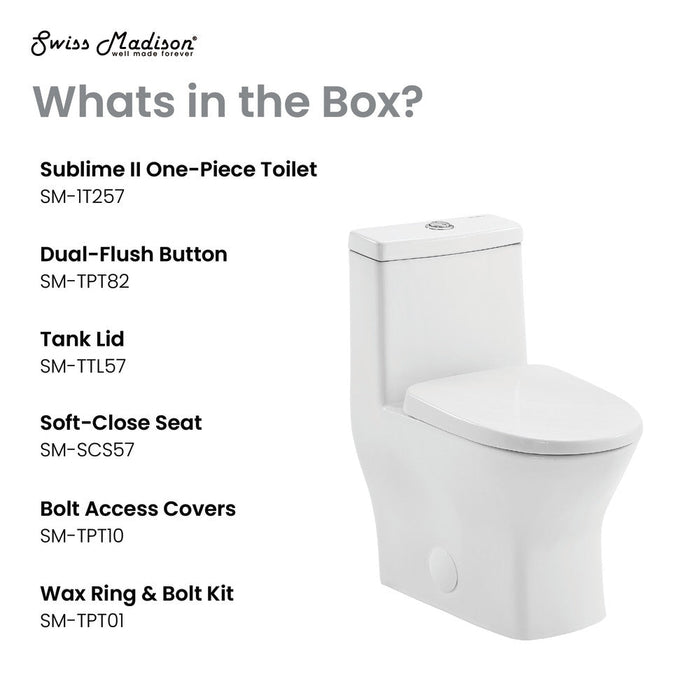 Swiss Madison Sublime II One-Piece Round Toilet Dual-Flush 1.1/1.6 gpf | SM-1T257