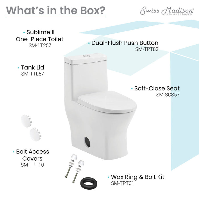 Swiss Madison Sublime II One-Piece Round Toilet Dual-Flush 1.1/1.6 gpf | SM-1T257