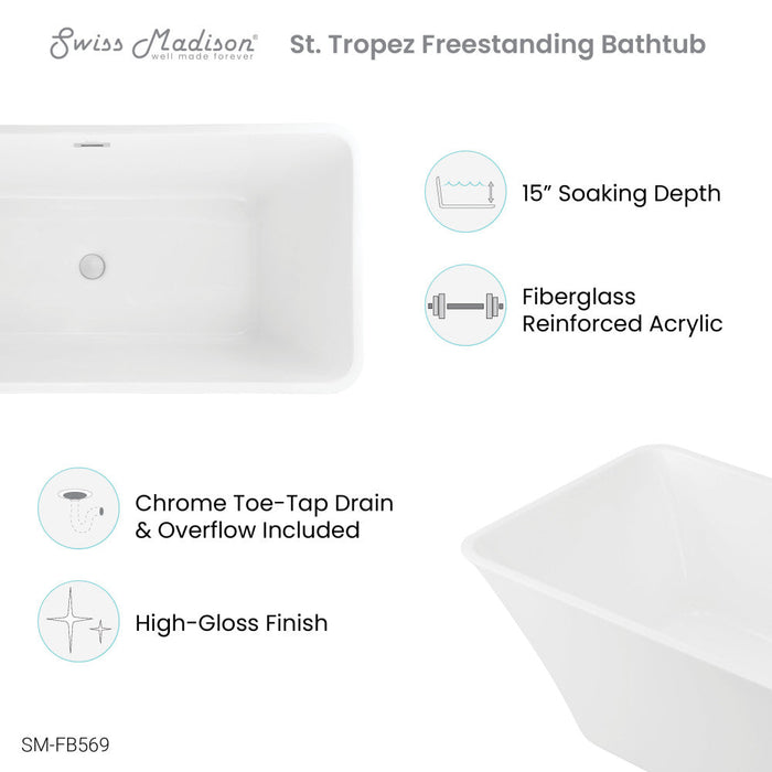 Swiss Madison St. Tropez 60" Freestanding Bathtub | SM-FB569