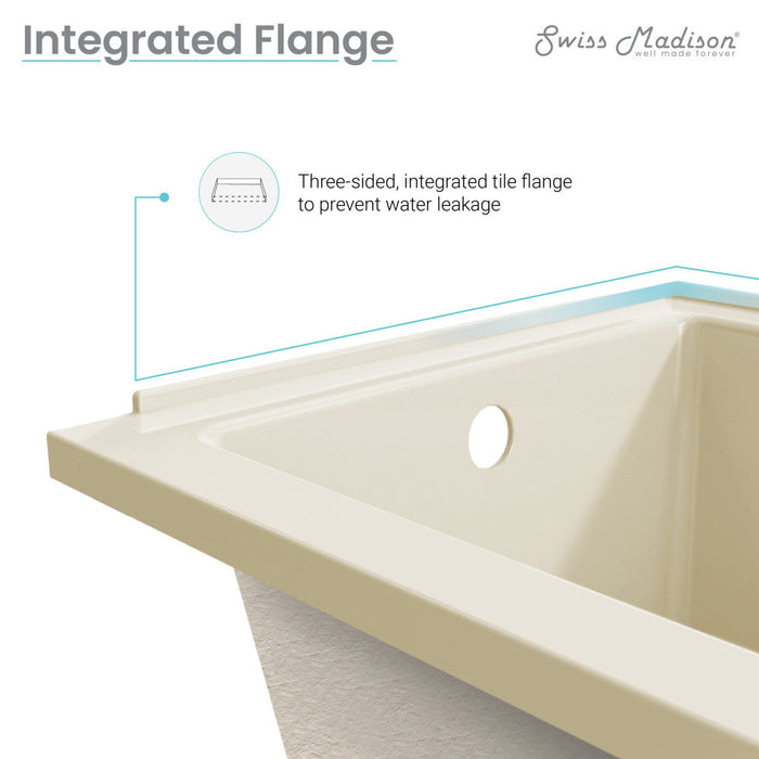 Swiss Madison Voltaire 60" x 30" Right-Hand Drain Alcove Bathtub in Bisque | SM-DB560BQ