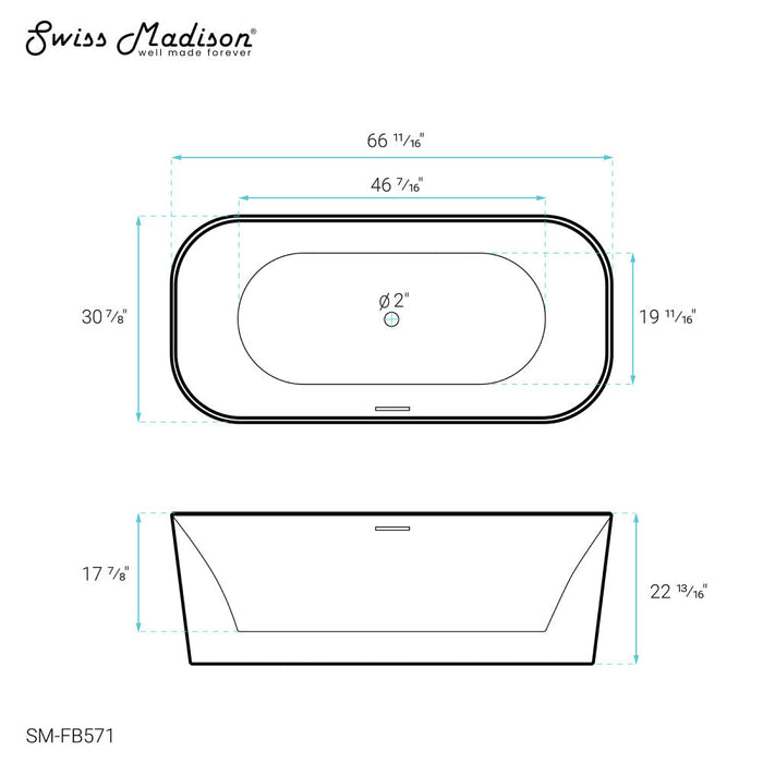 Swiss Madison Concorde 67" Freestanding Bathtub | SM-FB571