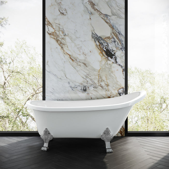 Swiss Madison Cache Single Slipper, Clawfoot Soaking Acrylic Bathtub, Chrome Clawfoot | SM-FB585CC